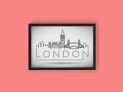 London Line Drawing A4 Poster Print Decor Gift Wall Art • £4.99