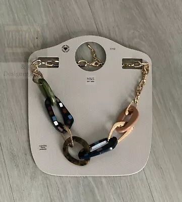 £5.95 • Buy M&S Marks And Spencer’s Statement Resin Link Cream Brown Necklace NEW