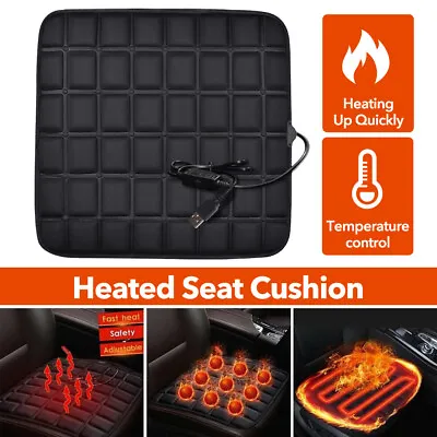 5V USB Heated Car Seat Cover Protector Front Seat Pad Chair Cushion Memory Foam • £12.99