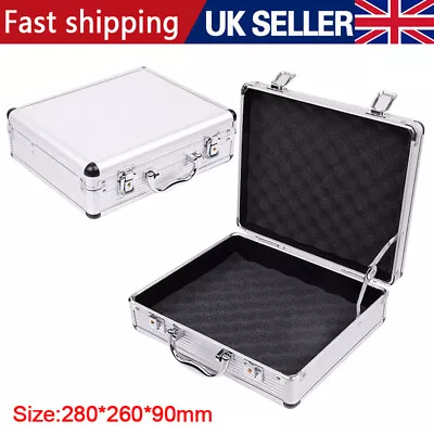 Large Hard Aluminium Flight Case Foam Lockable Tool Camera Gun Storage Carry Box • £12.59