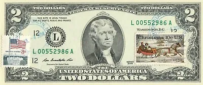 $2 Dollars 2009 Stamp Cancel Christmas Lucky Money Value $125 • $125