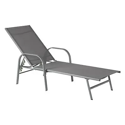 £82.99 • Buy Sussex Garden Sun Lounger Bed Adjustable Reclining Outdoor Patio Furniture Grey