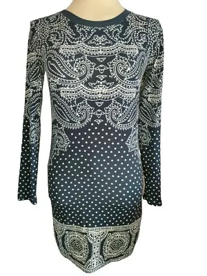 Illustrated People Women's Ladies Dress Blue Size Medium UK 8 10 Stretch Print • £8