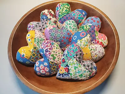 Vintage Crazy Quilt Hearts Bowl Fillers 1930's-40's Pastel Cottage Tucks • $24