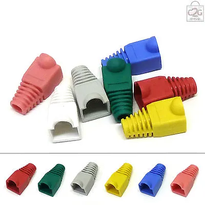 RJ45 Crimp Connector Rubber Boots Network Lan Cable Ends Plugs Strain Relief Cap • £44.99