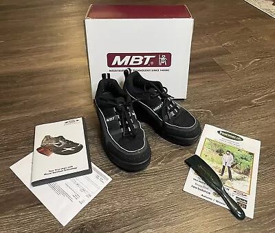 MBT Women’s 7 Shoes Sport High Walking Curve Sole Black Leather Mesh Box Masai • $99.99