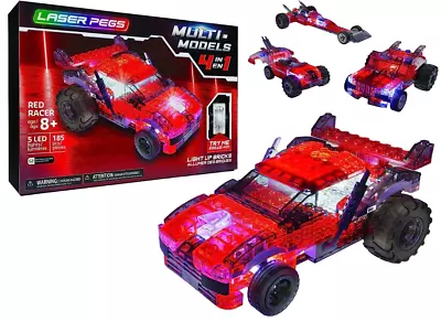 Laser Pegs Red Racer 5 LED Lights & 185 Pieces Ages 8+ 4 In 1 - New & Sealed - • $27.09