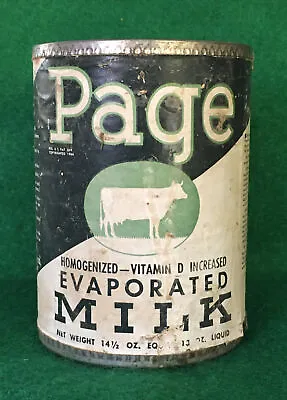 Vintage Page EVAPORATED MILK Tin Grocery Store Can Dairy Cow Farm Silhouette • $14.95