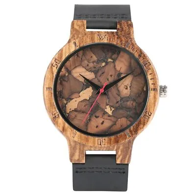 Distinct And Creative Minimalist Type Wood Pattern - Wooden Wrist Watch For Men • $41.73