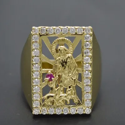 Real 10K Solid Yellow Gold Cz  Lazaro Men's Ring All Sizes 6.6 Gr • $372.71