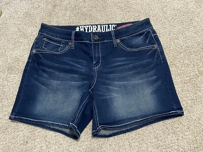 $25 • Buy Hydraulic Lola Curvy Stretch Jean Shorts Size 15/16 Flap Pocket Worn Once