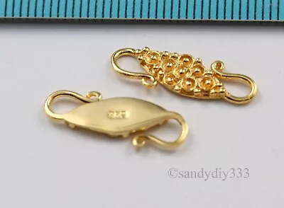 1x REAL 18K GOLD Plated STERLING SILVER S HOOK CLASP 19mm 6mm G008 • $4.38