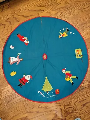 Beautiful Vintage Green Tree Skirt Santa Claus Is Coming To Town  • $65