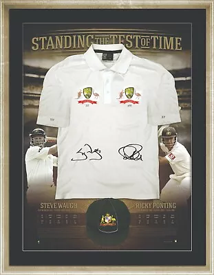 $850 • Buy Ricky Ponting Steve Waugh Signed Framed Limited Standing The Test Of Time Shirt