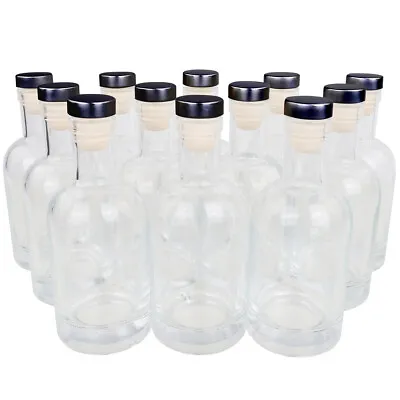 12 X 375ml Glass Spirits Vodka Whiskey Rum Round Bottles Black Cork Home Brew • $59.99