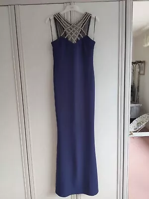 Quiz Blue Long Evening Prom Dress Size 8 Party Bridesmaid • £20