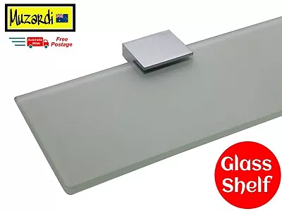 GLASS SHELF NEW MUZARDI DESIGNER POLISHED CHROME SQUARE BRACKET BATHROOM 520mm • $44.95