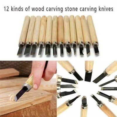 £5.99 • Buy 12 Wood Carving Knife Chisel Kit Woodworking Whittling Cutter Chip Hand Tool Cut