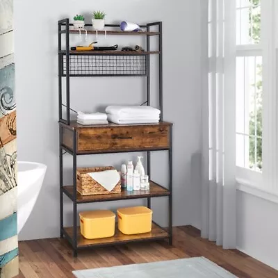 5-Tier Kitchen Bakers Rack With 10 S-Shaped Hooks And 1 Drawer • $148.50