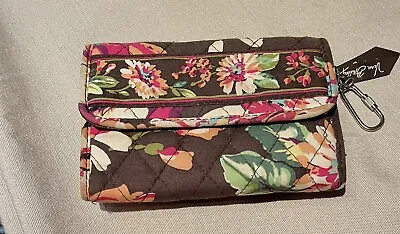 Vera Bradley Small Wallet English Rose Floral Tri-fold Quilted Fabric Brown  • $12.85