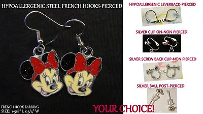 Minnie Mouse Earrings / Necklace #6 *OPTION* Hypoallergenic OR Clip On • $10.85