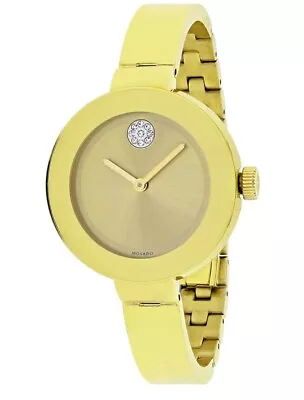 Brand New Movado Bold Women’s Gold Tone Stainless Steel Bangle Watch 3600201 • $329