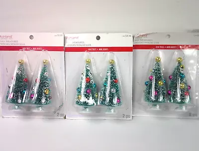 Ashland Tiny Treasures Mini Trees Christmas W Ornaments 2 Pack Lot Of 3 Village • $19.99