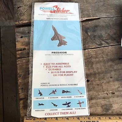 Vintage 1986 Powell Glider PREDATOR Paper Military Airplane Kit NEW • $7.49