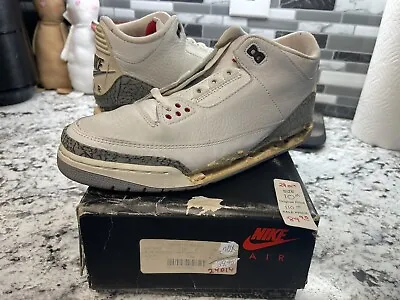 Original 1988 Nike Air Jordan 3 III White/Cement Sz 10 Vintage 1985 Retro • $4000