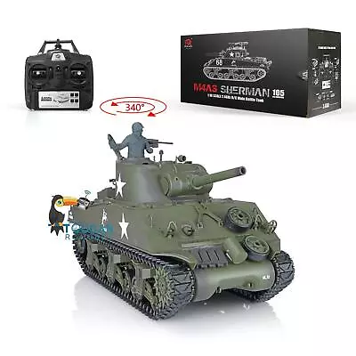 Henglong 2.4G 1/16 RTR RC TankTK7.0 M4A3 Sherman Tank 3898 Sound Light Battery • $130.93