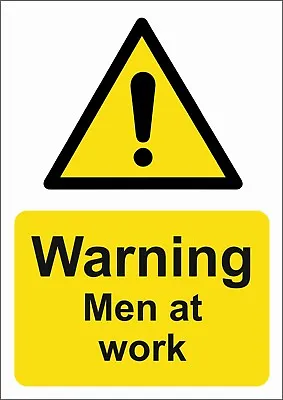 Warning Men At Work A5/a4/a3 Sticker/foamex Site/safety Signage • £2.30