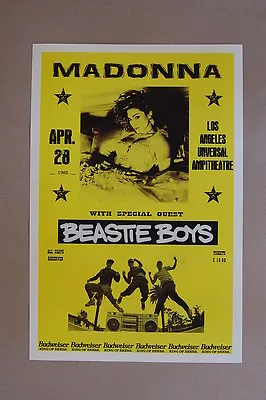 Madonna Concert Tour Poster 1984 Los Angeles W/ The Beastie Boys-- • $4.25