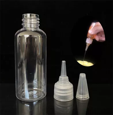 10pcs Twist Top Empty Bottles Plastic Nozzle Dropper Caps Spout Clear 5-150ml UK • £3.09