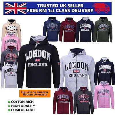 London England Hoodie Full Zip Up Pullover GB Union Jack Flag Sweatshirt UK SIZE • £24.90