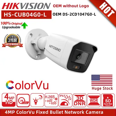 US Hikvision OEM DS-2CD1047G0-L 4MP ColorVu POE Security IP Camera Outdoor Mini • $59.84