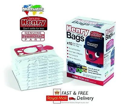 GENUINE Henry Hoover Bags X 10 Henry Vacuum Cleaner Hepa Numatic Hepaflo -604015 • £11.95