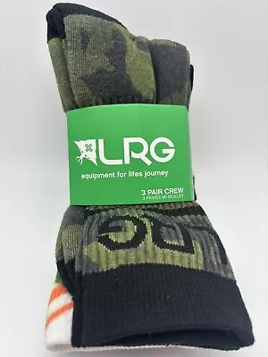 Men's LRG Lifted Research Group 3 Pair MI-MOLLET  Crew Socks Size 6-12 • $15.99