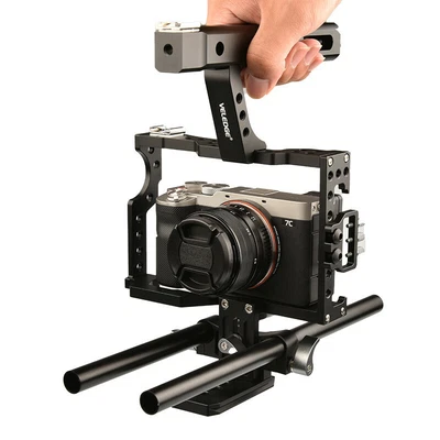 $81.69 • Buy Rod System Camera Cage Case With Handle Grip For Sony A7C A7S2 A7II A7 A6300 GH4