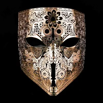 Luxury Bauta Light Filigree Metal Venetian Masquerade Mask For Men [Gold] • $24.95