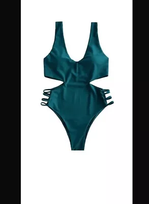 Zaful Swimsuit Monokini Teal Blue. Lightly Padded. Cheeky.  NWOT • £15.43