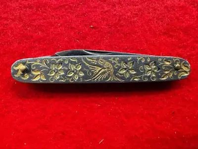 Vintage Toledo (spain) Steel 2 Blade Pen Knife Elaborate Gilded Scales (731) • $5