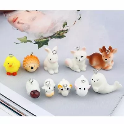 3pcs Hedgehog Fox Resin Charms Kawaii Elk Charm Pendants Jewelry Making Findings • $10.06