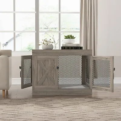 37  Pet Dog Crate Furniture With Cushion Pet Cage House Kennel Wooden End Table • $156.74