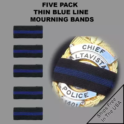 5 Pack Thin Blue Line Police LEO CBP FBI ATF HSI Sheriff Mourning Band Honor The • $9.99