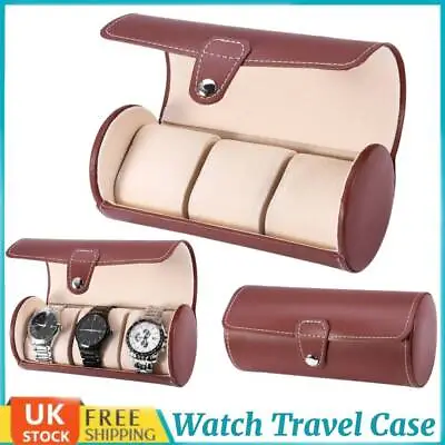 3 Slot Leather Watch Roll Single Watch Storage Box Travel Case For Men Or Wom • £9.89