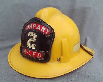 VTG MSA FIRE HELMET W M-LFD LEATHER SHIELD MANHASSET-LAKEVILLE N.Y. FIRE DEPT? • $59.99