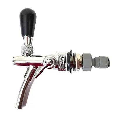 Steel Beer Tap Faucet Flow Adjuster Self Closing Shank 3/8 Pushfit Corny Keg • £50