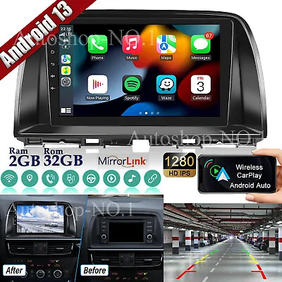 For Mazda CX-5 2013-2016 9  Android 13 Car GPS Radio 2+32GB Stereo Apple Carplay • $149.50