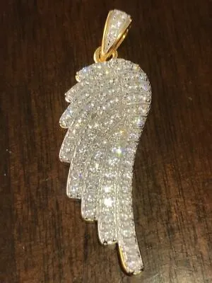 Angel Wing Pendant 14k Gold Plated Genuine Sterling Silver Simulated Diamonds • $31.40