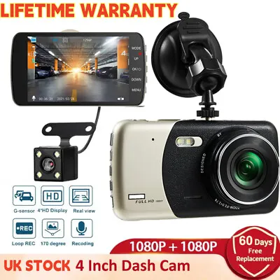 UK 1080P Dash Cam Driving Recorder Dual Lens Car DVR Front And Rear Camera Video • £18.99